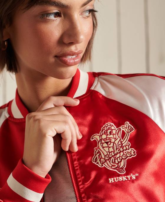 Superdry jacheta suika îmbrăcăminte roșu femei JX0Z5522