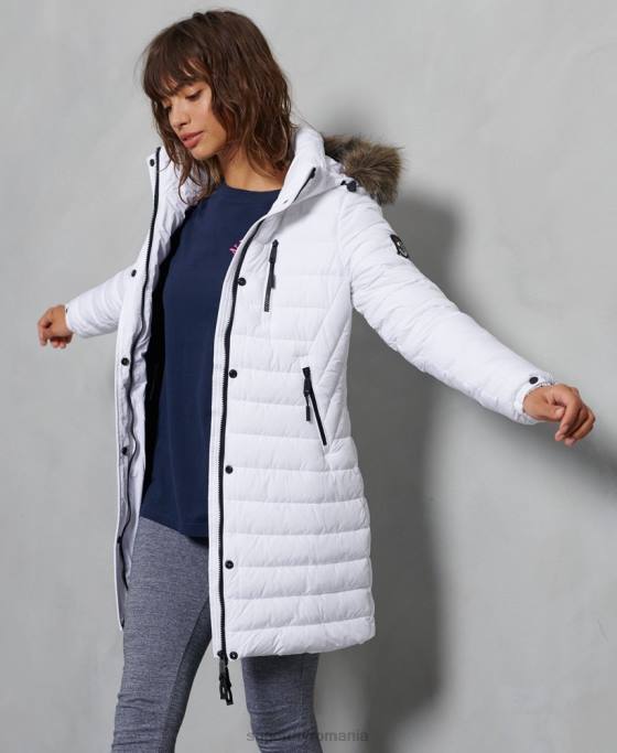 Superdry jacheta super fuji îmbrăcăminte alb femei JX0Z3839