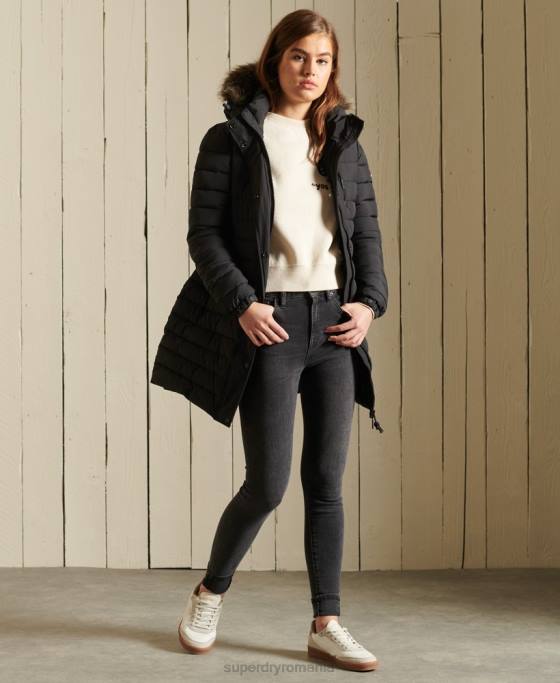 Superdry jacheta super fuji îmbrăcăminte negru femei JX0Z3847
