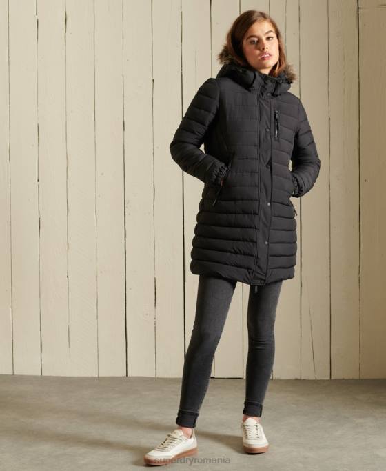 Superdry jacheta super fuji îmbrăcăminte negru femei JX0Z3847