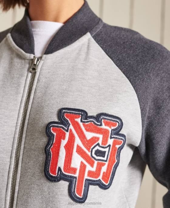 Superdry jachete bomber vintage supradimensionate din jerseu îmbrăcăminte gri femei JX0Z6039