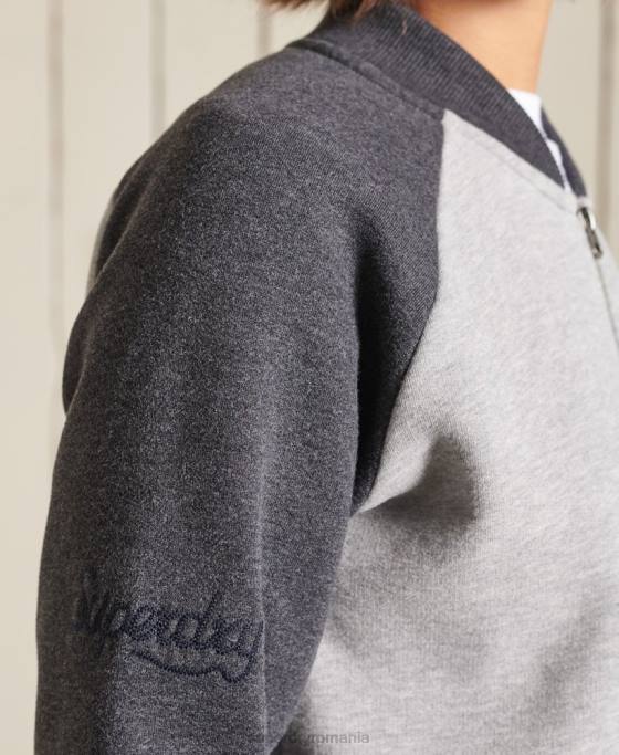 Superdry jachete bomber vintage supradimensionate din jerseu îmbrăcăminte gri femei JX0Z6039