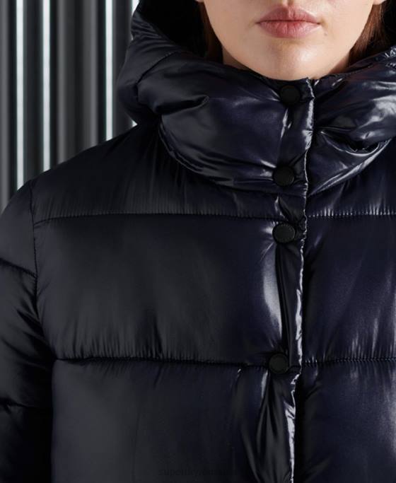 Superdry jachetă Toya cu strălucire mare îmbrăcăminte marina femei JX0Z3853