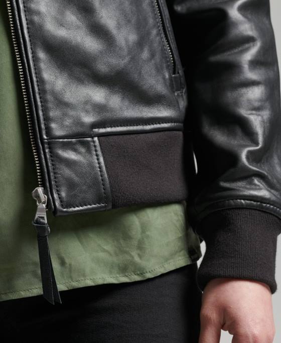 Superdry jachetă bombardier de zbor din piele studio îmbrăcăminte negru femei JX0Z3838