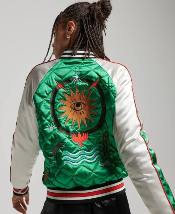 Superdry jachetă bomber Suika îmbrăcăminte verde femei JX0Z3543