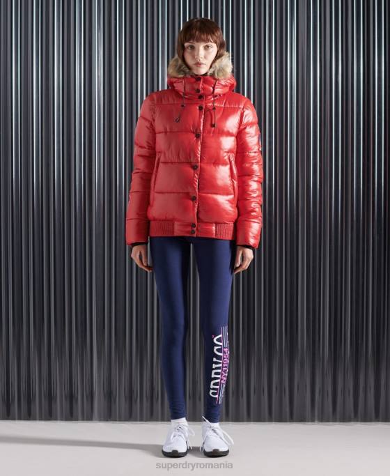 Superdry jachetă bomber Toya cu strălucire mare îmbrăcăminte roșu femei JX0Z5739