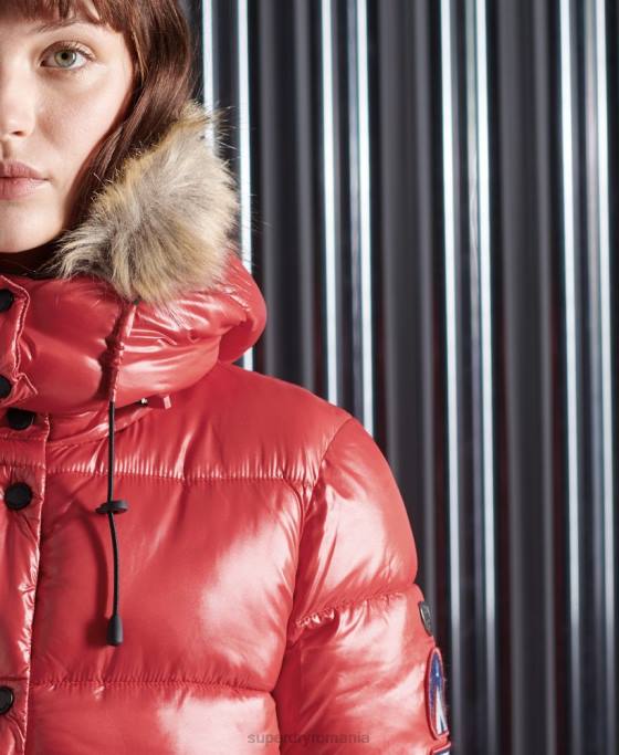 Superdry jachetă bomber Toya cu strălucire mare îmbrăcăminte roșu femei JX0Z5739