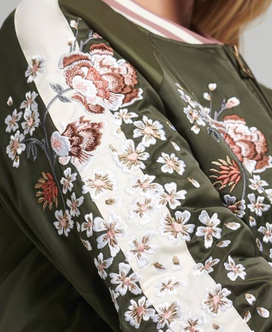 Superdry jachetă bomber brodată sukajan îmbrăcăminte verde femei JX0Z5660