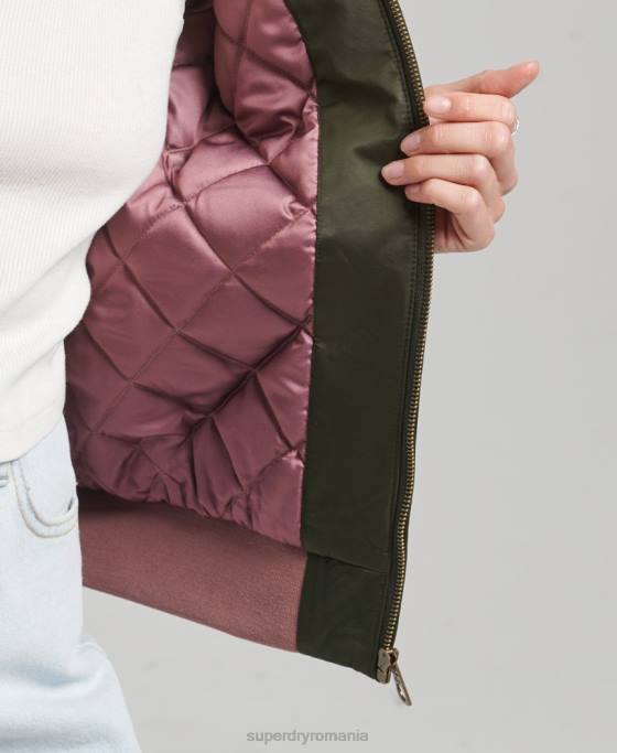 Superdry jachetă bomber brodată sukajan îmbrăcăminte verde femei JX0Z5660