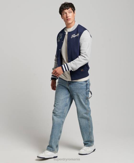Superdry jachetă bomber colegială de epocă îmbrăcăminte marina bărbați JX0Z604
