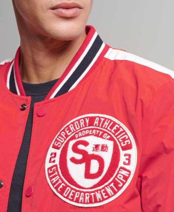 Superdry jachetă bomber colegială de lux îmbrăcăminte roșu bărbați JX0Z4612