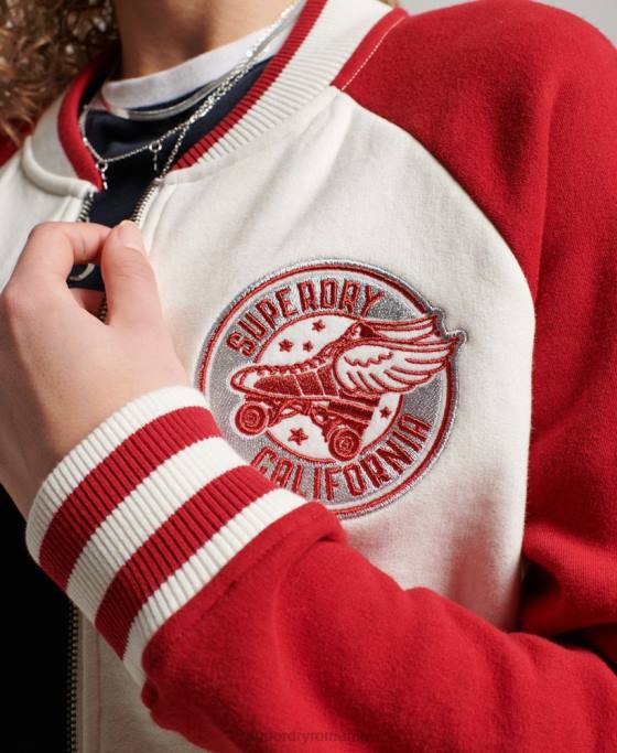Superdry jachetă bomber colegială script îmbrăcăminte alb femei JX0Z3610