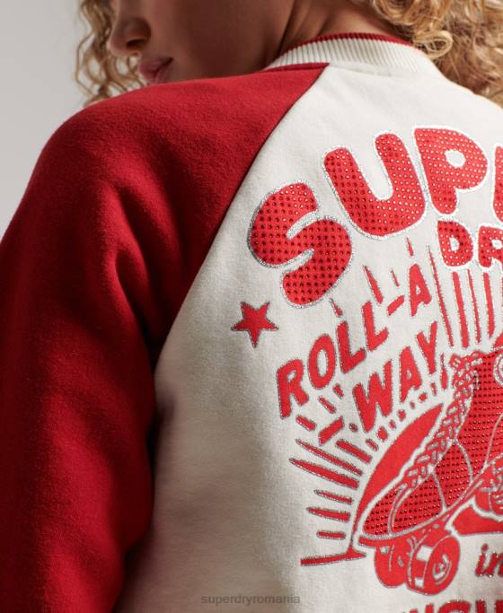 Superdry jachetă bomber colegială script îmbrăcăminte alb femei JX0Z3610