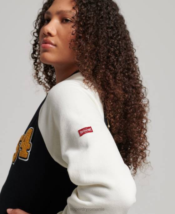 Superdry jachetă bomber colegială script îmbrăcăminte negru femei JX0Z3609