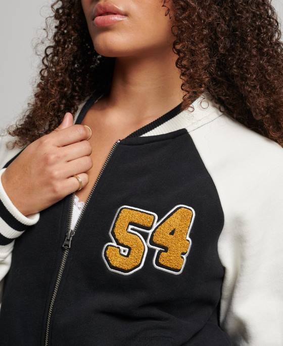 Superdry jachetă bomber colegială script îmbrăcăminte negru femei JX0Z3609