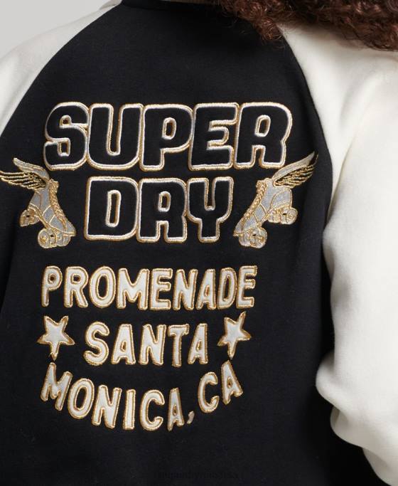 Superdry jachetă bomber colegială script îmbrăcăminte negru femei JX0Z3609
