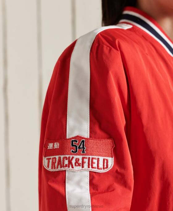 Superdry jachetă bomber colegială supradimensionată îmbrăcăminte roșu femei JX0Z3842