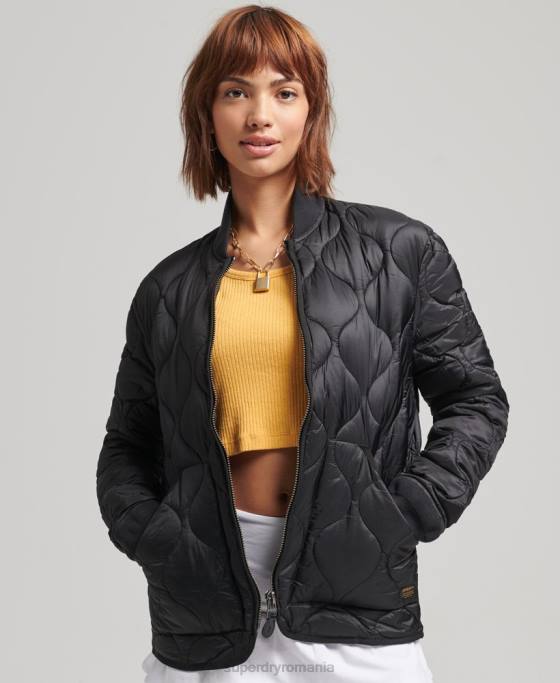 Superdry jachetă bomber cu căptușeală supradimensionată îmbrăcăminte gri inchis femei JX0Z5724