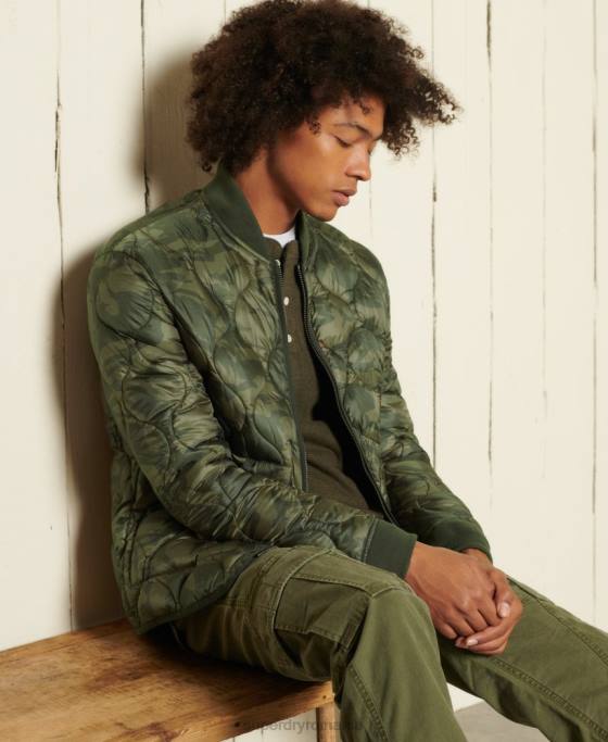 Superdry jachetă bomber cu căptușeală îmbrăcăminte verde bărbați JX0Z4785