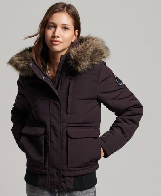 Superdry jachetă bomber cu glugă Everest îmbrăcăminte Violet femei JX0Z3796