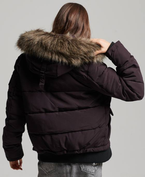 Superdry jachetă bomber cu glugă Everest îmbrăcăminte Violet femei JX0Z3796