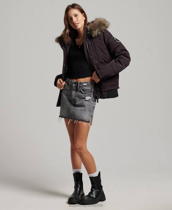 Superdry jachetă bomber cu glugă Everest îmbrăcăminte Violet femei JX0Z3796