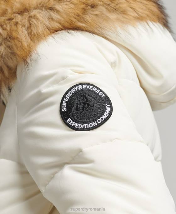 Superdry jachetă bomber cu glugă Everest îmbrăcăminte alb femei JX0Z5447