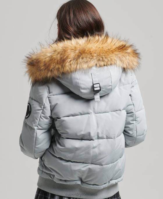 Superdry jachetă bomber cu glugă Everest îmbrăcăminte albastru deschis femei JX0Z3736