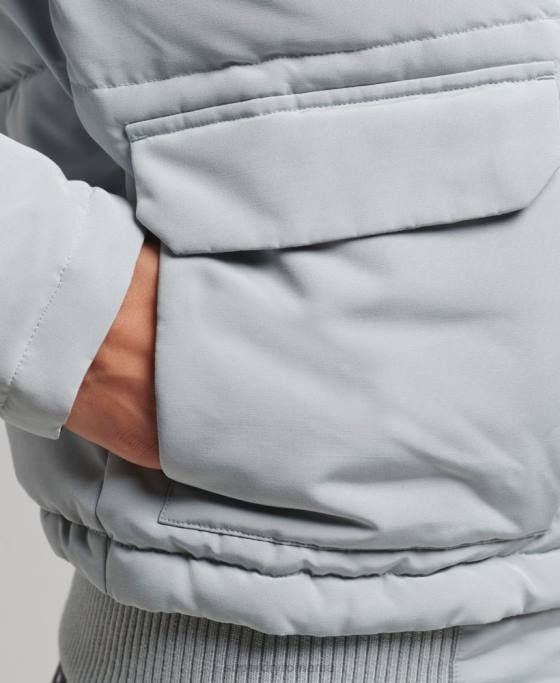 Superdry jachetă bomber cu glugă Everest îmbrăcăminte albastru deschis femei JX0Z3736