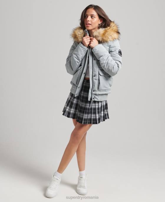 Superdry jachetă bomber cu glugă Everest îmbrăcăminte albastru deschis femei JX0Z3736