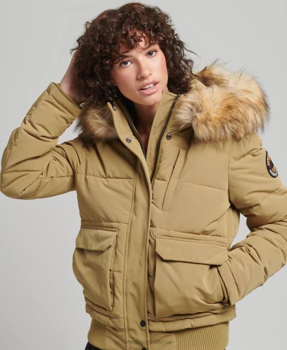 Superdry jachetă bomber cu glugă Everest îmbrăcăminte bronzat femei JX0Z3749