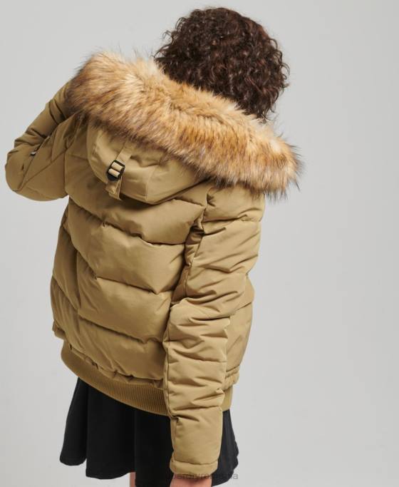 Superdry jachetă bomber cu glugă Everest îmbrăcăminte bronzat femei JX0Z3749