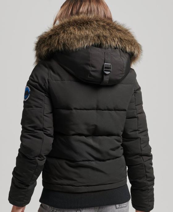 Superdry jachetă bomber cu glugă Everest îmbrăcăminte gri inchis femei JX0Z3795