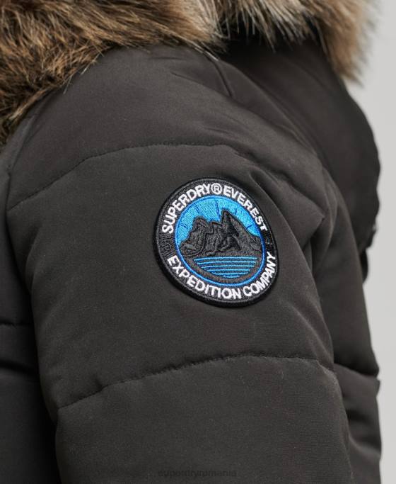 Superdry jachetă bomber cu glugă Everest îmbrăcăminte gri inchis femei JX0Z3795