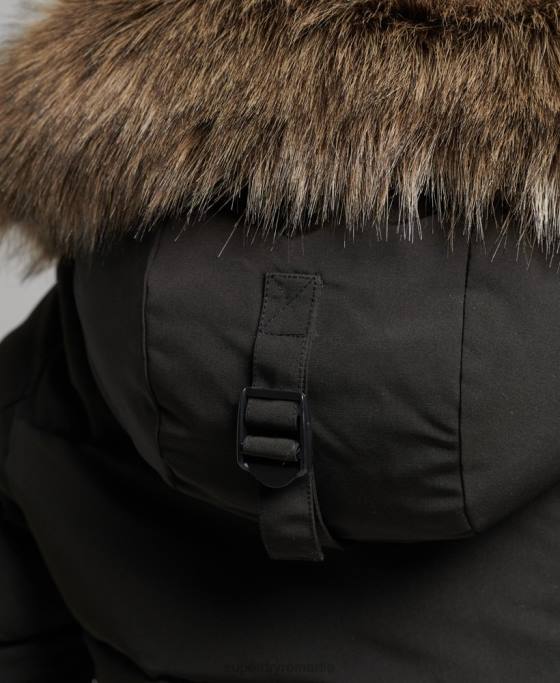 Superdry jachetă bomber cu glugă Everest îmbrăcăminte gri inchis femei JX0Z3795
