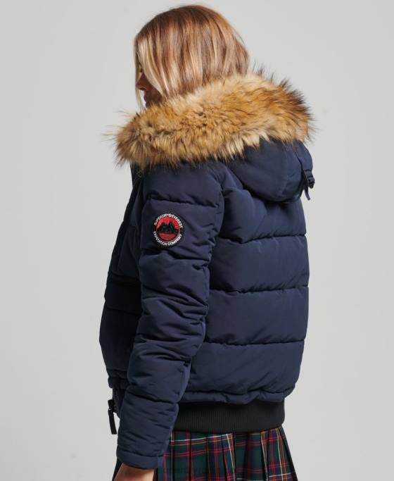 Superdry jachetă bomber cu glugă Everest îmbrăcăminte marina femei JX0Z3752