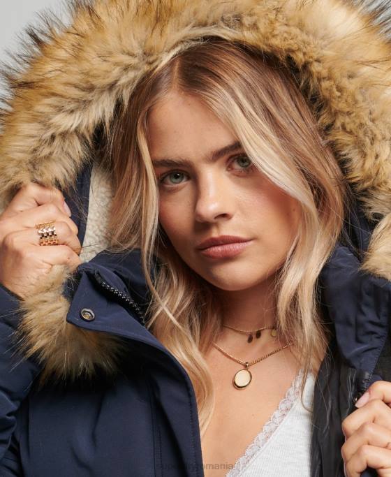 Superdry jachetă bomber cu glugă Everest îmbrăcăminte marina femei JX0Z3752
