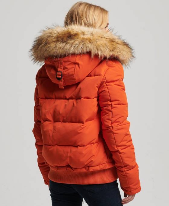 Superdry jachetă bomber cu glugă Everest îmbrăcăminte portocale femei JX0Z3591