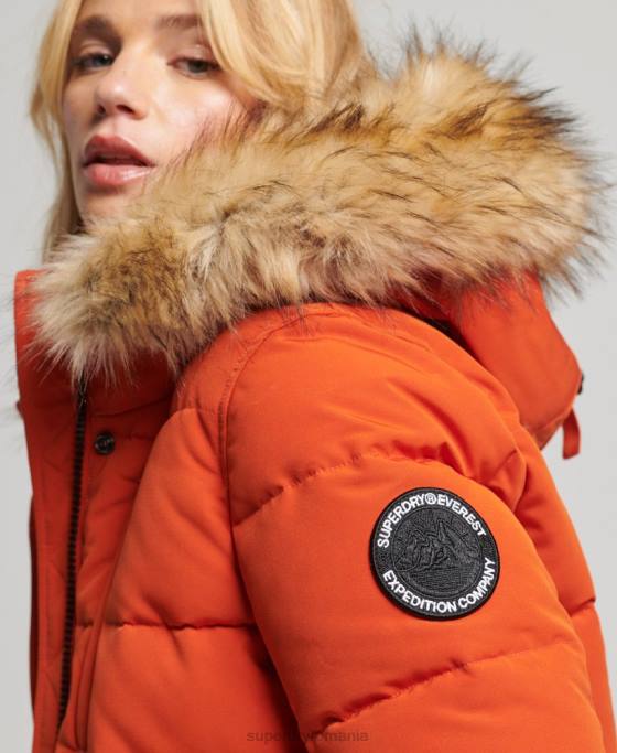 Superdry jachetă bomber cu glugă Everest îmbrăcăminte portocale femei JX0Z3591