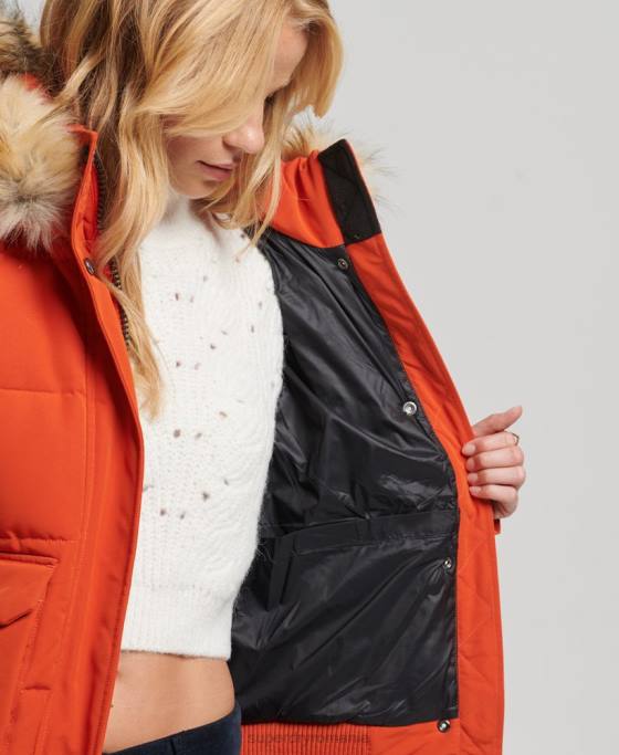 Superdry jachetă bomber cu glugă Everest îmbrăcăminte portocale femei JX0Z3591