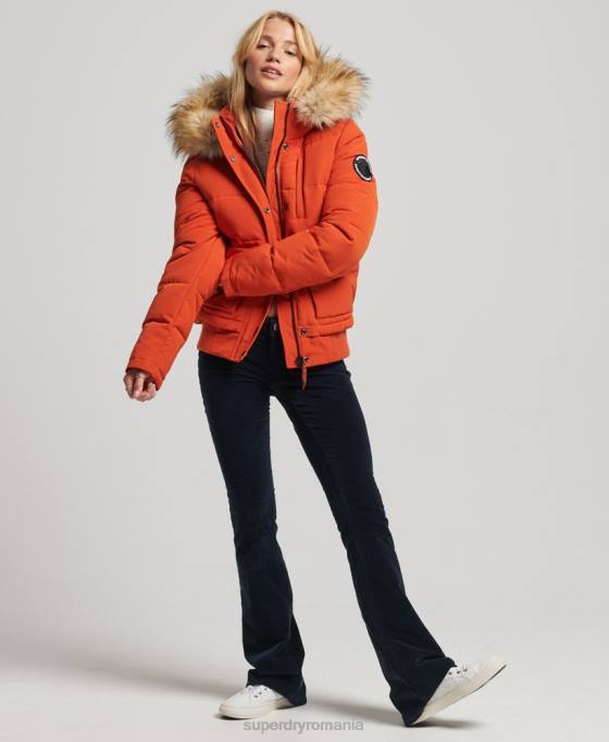 Superdry jachetă bomber cu glugă Everest îmbrăcăminte portocale femei JX0Z3591