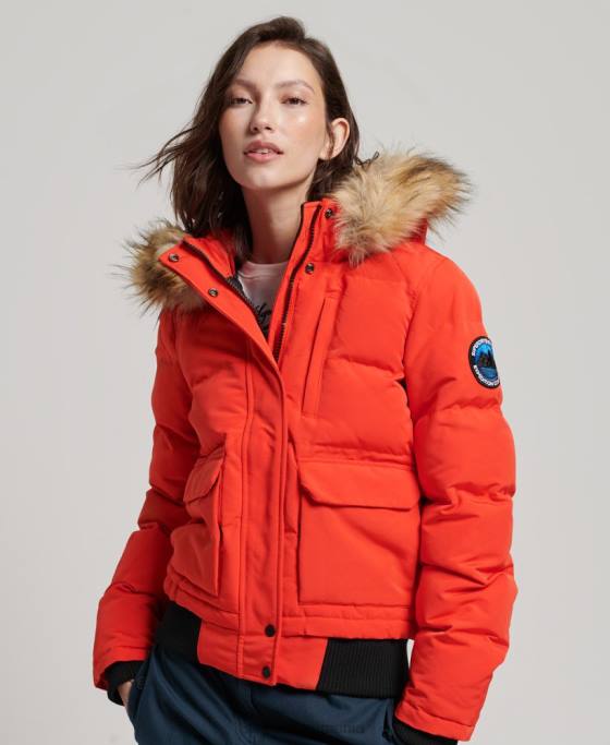 Superdry jachetă bomber cu glugă Everest îmbrăcăminte portocale femei JX0Z3750