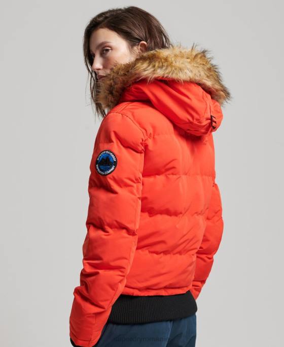 Superdry jachetă bomber cu glugă Everest îmbrăcăminte portocale femei JX0Z3750