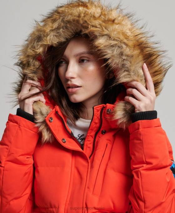 Superdry jachetă bomber cu glugă Everest îmbrăcăminte portocale femei JX0Z3750