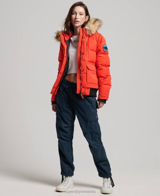Superdry jachetă bomber cu glugă Everest îmbrăcăminte portocale femei JX0Z3750