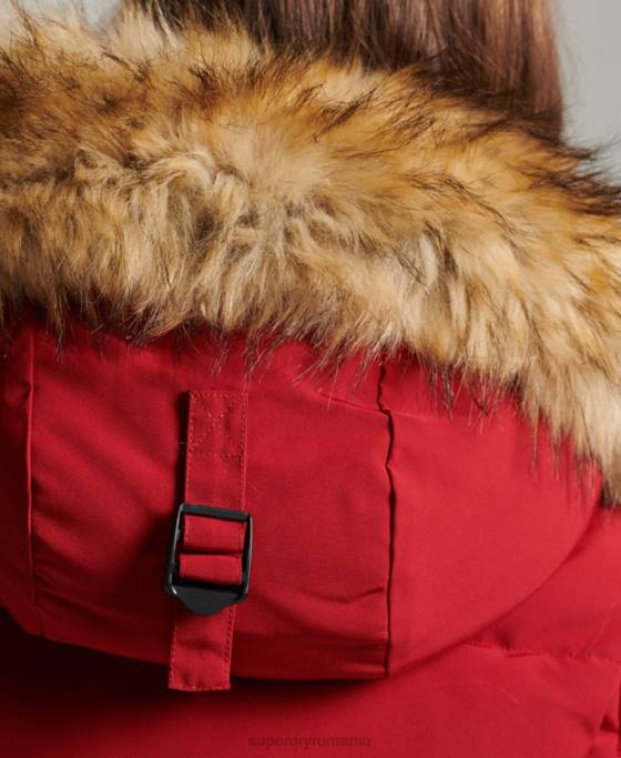 Superdry jachetă bomber cu glugă Everest îmbrăcăminte roșu femei JX0Z3676