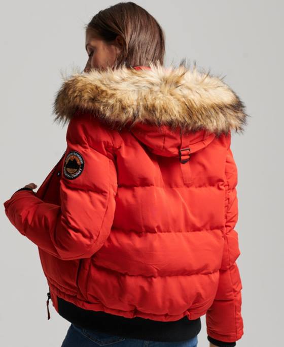 Superdry jachetă bomber cu glugă Everest îmbrăcăminte roșu femei JX0Z3751