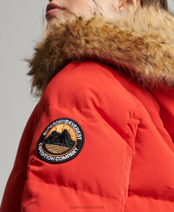 Superdry jachetă bomber cu glugă Everest îmbrăcăminte roșu femei JX0Z3751