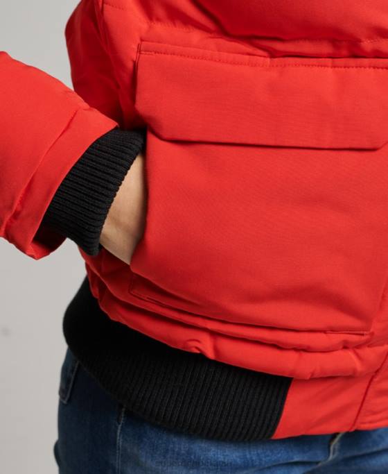 Superdry jachetă bomber cu glugă Everest îmbrăcăminte roșu femei JX0Z3751