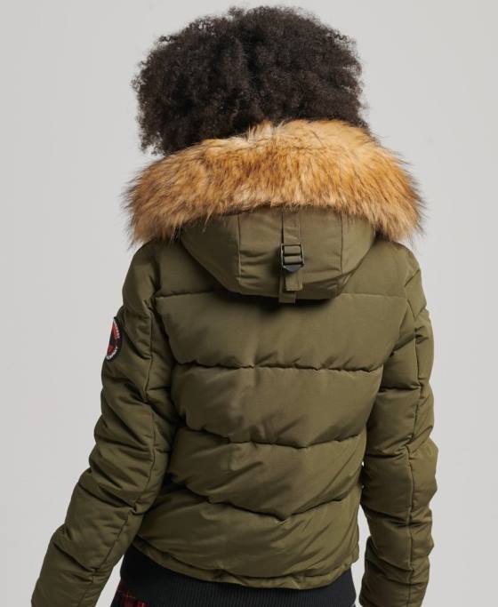 Superdry jachetă bomber cu glugă Everest îmbrăcăminte verde femei JX0Z3671